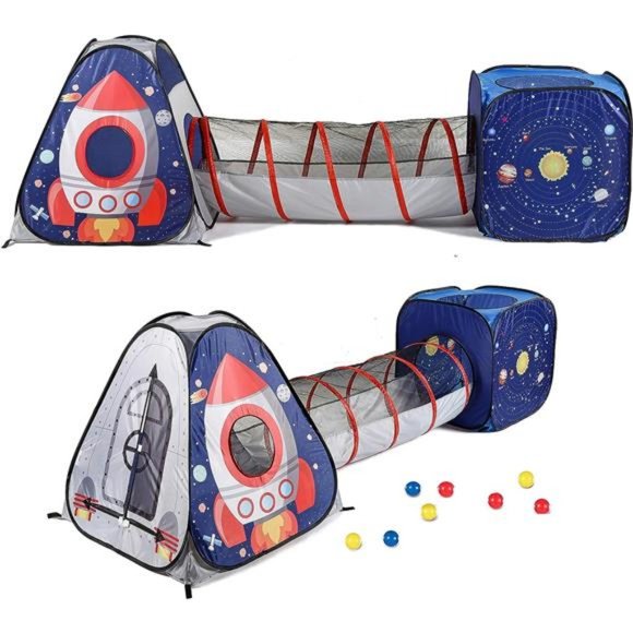 3pc Space Astronaut Pop Up Play Tents with Tunnels for Kids, Boys, Girls, Babies - Picture 6 of 7
